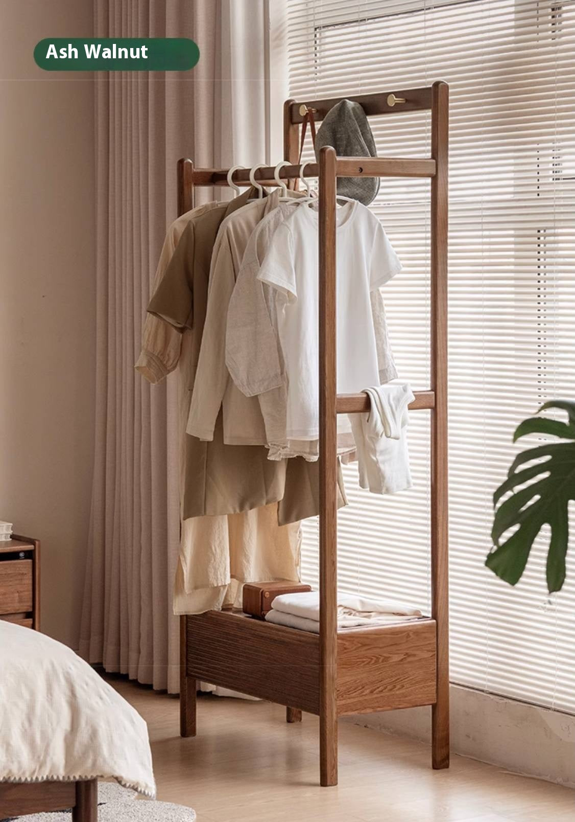 Ash Solid Wood Modern Style Hanger With Storage