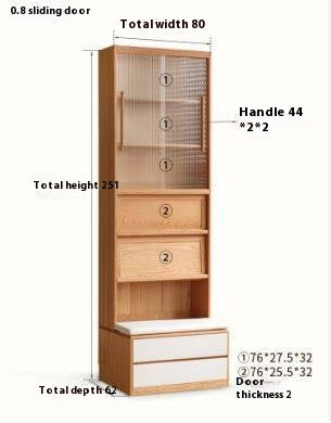 Oak Solid Wood Cream Style Study  Bookcase