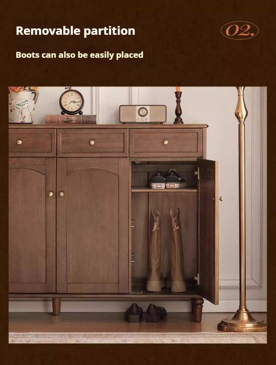 Sandalwood Solid Wood American Retro Storage Shoe Cabinet
