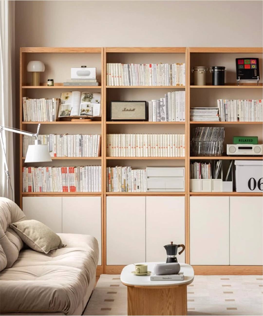 Oak Solid Wood Cream Style Bookcase