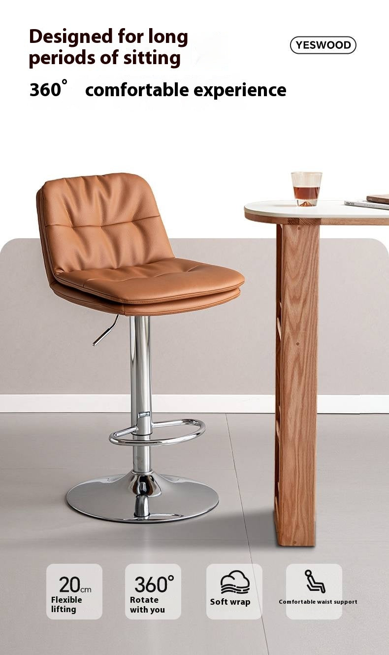 Leather High Backrest Rotating Bar Chair